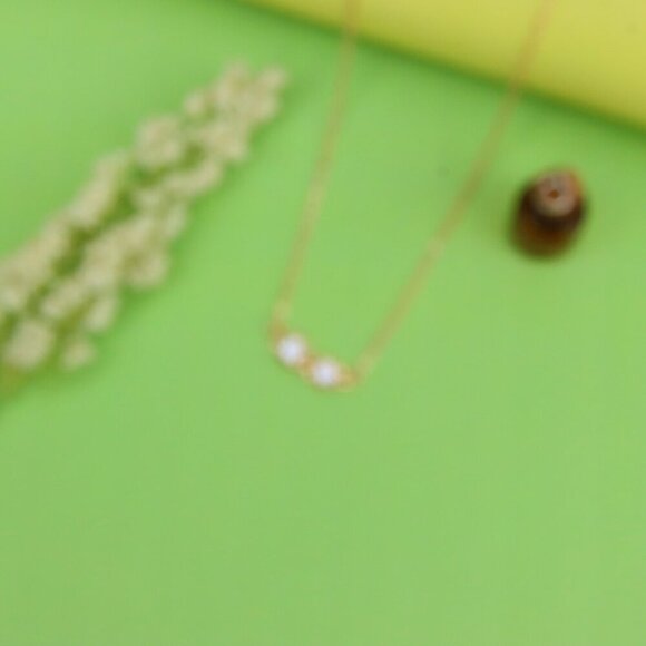 "Rose Gold Necklace with Twin Stone Leaf Pendant, Elegant Design, XPNL1874 - Picture 11 of 14